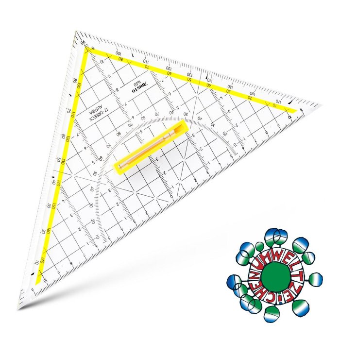 ARISTO TZ-Dreieck trojuholník 1650/4, 25cm s rukoväťou, fazeta na prepone, atramentové drážky (AR1650 / 4)