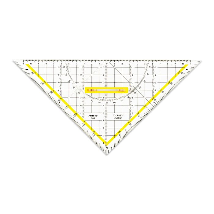 ARISTO TZ-Dreieck trojuholník 1650/4, 25cm s rukoväťou, fazeta na prepone, atramentové drážky (AR1650 / 4)