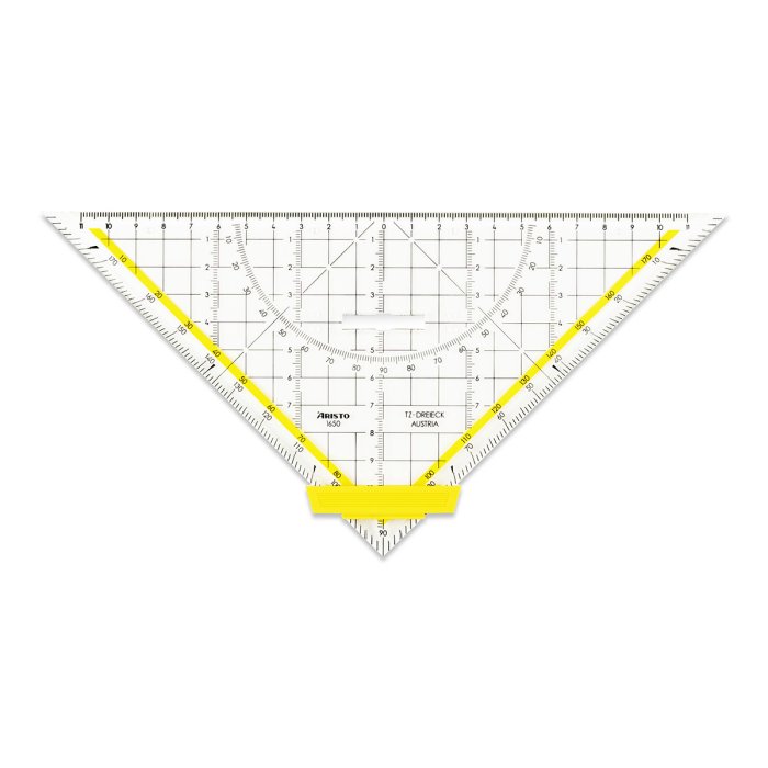 ARISTO TZ-Dreieck trojuholník 1650/4, 25cm s rukoväťou, fazeta na prepone, atramentové drážky (AR1650 / 4)