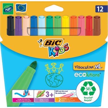 BIC KIDS Fasermaler Visacolor XL ecolutions, 12er Kartonetui