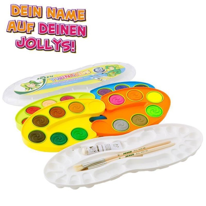 JOLLY Schuldeckfarbenkasten TWINTABS 24er mit Deinem Namen bedruckt!