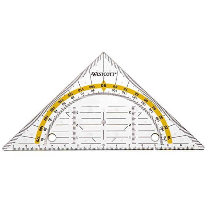 WESTCOTT geometrický trojuholník s 2 otvormi, 140 mm