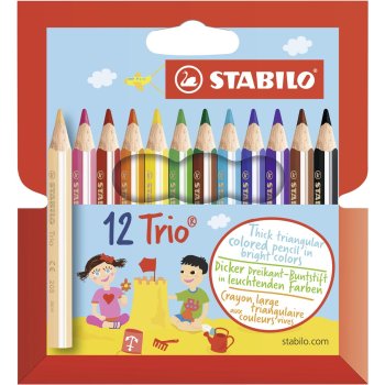 Dreikant-Buntstift - STABILO Trio dick kurz - 12er Pack - mit 12 verschiedenen Farben