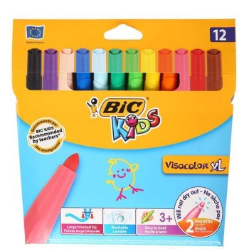 BIC KIDS Fasermaler Visacolor XL, 12er Kartonetui