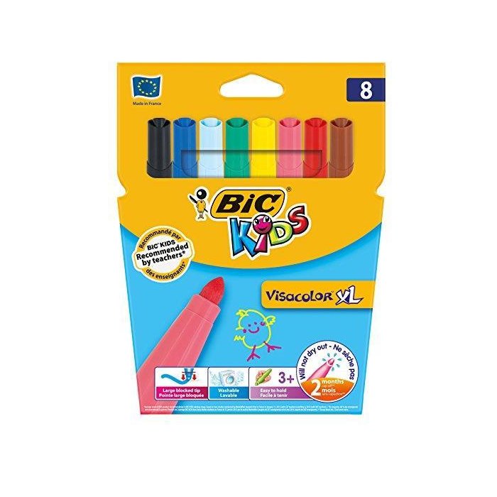 BIC KIDS Fasermaler Visacolor XL, 8er Kartonetui
