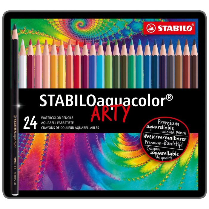 Aquarell-Buntstift - STABILO aquacolor - 24er Metalletui ARTY - mit 24 verschiedenen Farben