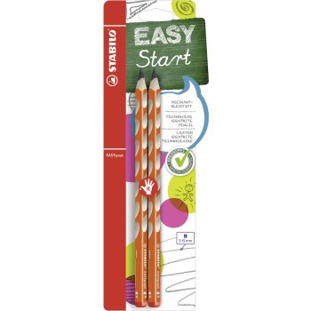 Ergonomischer Dreikant-Bleistift für Rechtshänder - STABILO EASYgraph in orange - 2er Pack - Härtegrad B