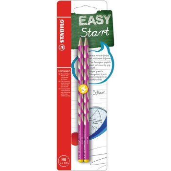 Schmaler Dreikant-Bleistift für Linkshänder - STABILO EASYgraph S in pink - 2er Pack - Härtegrad HB