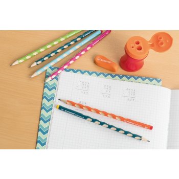 Schmaler Dreikant-Bleistift für Linkshänder - STABILO EASYgraph S in pink - 2er Pack - Härtegrad HB