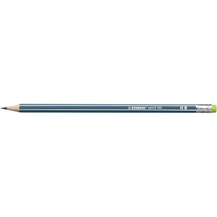 Bleistift mit Radiergummi - STABILO pencil 160 in petrol - Einzelstift - Härtegrad HB