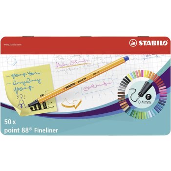 Fineliner - STABILO point 88 - 50er Metalletui - mit 47...