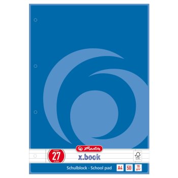 herlitz Schulblock A4 50 Blatt FSC Mix liniert mit 2...