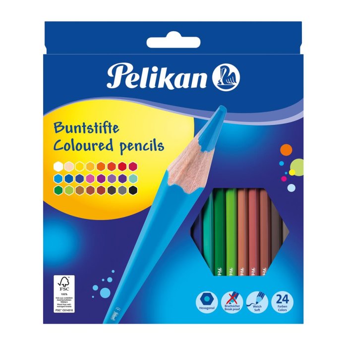 Pelikan Standard farbičky - šesťhranné - kartónová škatula s 24 ks