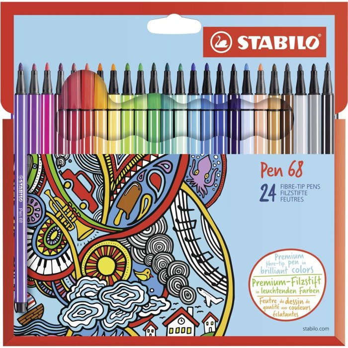 Premium-Filzstift - STABILO Pen 68 - 24er Pack - mit 24 verschiedenen Farben