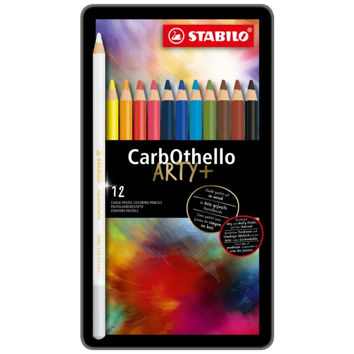 Pastellkreidestift - STABILO CarbOthello - 12er Metalletui - mit 12 verschiedenen Farben