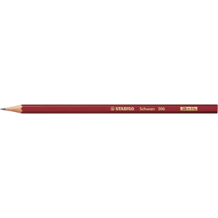 Bleistift - STABILO Schwan in rot - Einzelstift - Härtegrad 2B