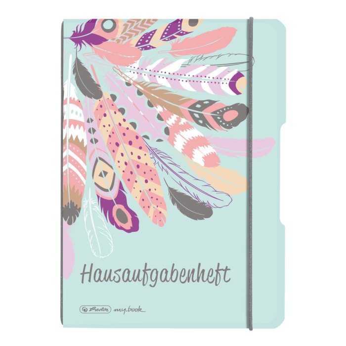 herlitz my.book flex Notizheft A5 48 + 20 Blatt Hausaufgabenheft Feathers