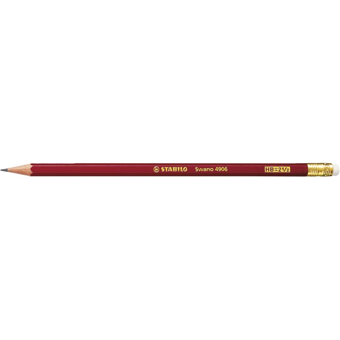 Bleistift mit Radiergummi - STABILO Swano in rot - Härtegrad HB