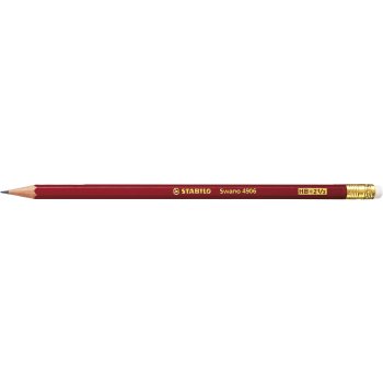 Bleistift mit Radiergummi - STABILO Swano in rot -...