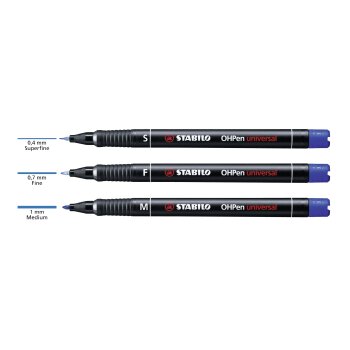 STABILO OHPen universal - fóliové pero - permanentné - (F) hrot 0,7 mm - 4 ks - zelená, červená, modrá, čierna