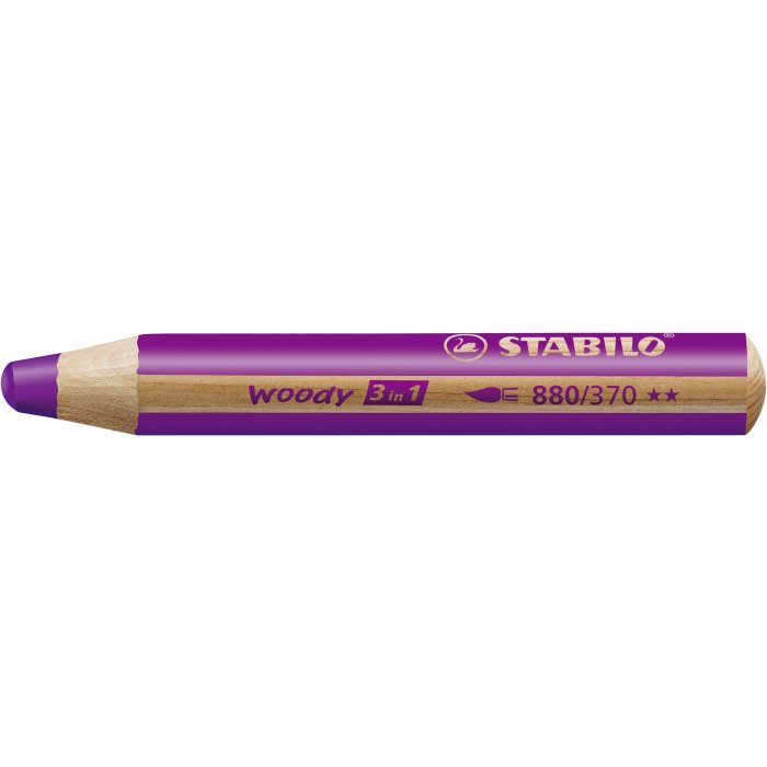 Buntstift, Wasserfarbe & Wachsmalkreide - STABILO woody 3 in 1 - Einzelstift - lila