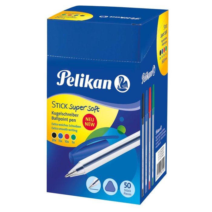 Pelikan Kugelschreiber STICK super soft, farbig sortiert 50er Pack
