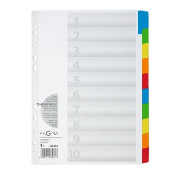PAGNA Karton-Register, DIN A4, 10-teilig, 5-farbig