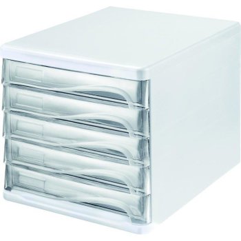 helit Schubladenbox, 5 Schubladen, weiß/transparent