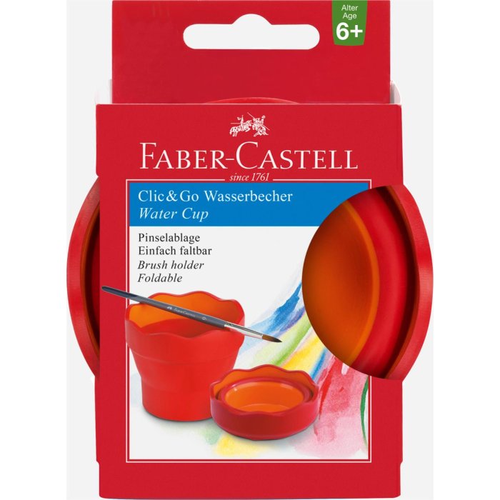 FABER-CASTELL nádobka na vodu na štetce CLIC & GO - červená