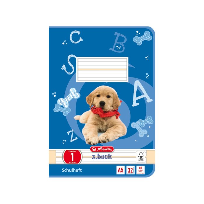 herlitz Schulheft x.book, DIN A5, Lineatur 1 / liniert 32 Blatt