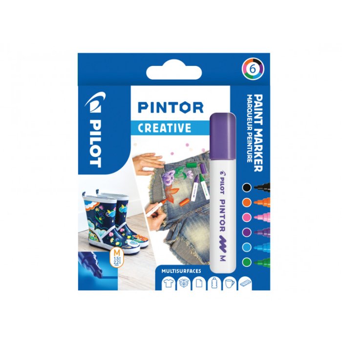 PILOT Pigmentmarker PINTOR, medium, 6er Set FUN MIX