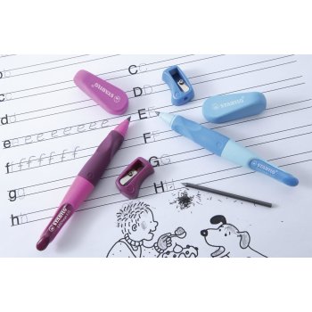 Ergonomischer Druck-Bleistift für Linkshänder - STABILO EASYergo 3.15 in pink/lila - Einzelstift - inklusive 1 dicken Mine - Härtegrad HB & Spitzer