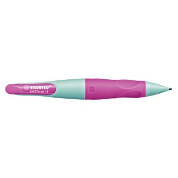 Ergonomischer Druck-Bleistift für Linkshänder - STABILO EASYergo 1.4 in türkis/neonpink - Einzelstift - inklusive 3 dünner Minen - Härtegrad HB