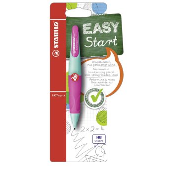 Ergonomischer Druck-Bleistift für Rechtshänder - STABILO EASYergo 1.4 in türkis/neonpink - Einzelstift - inklusive 3 dünner Minen - Härtegrad HB