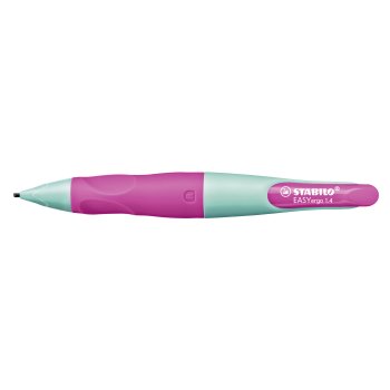 Ergonomischer Druck-Bleistift für Rechtshänder - STABILO EASYergo 1.4 in türkis/neonpink - Einzelstift - inklusive 3 dünner Minen - Härtegrad HB