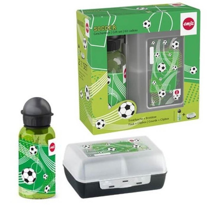 emsa KIDS Set Trinkflasche + Brotdose, Motiv: Fußball