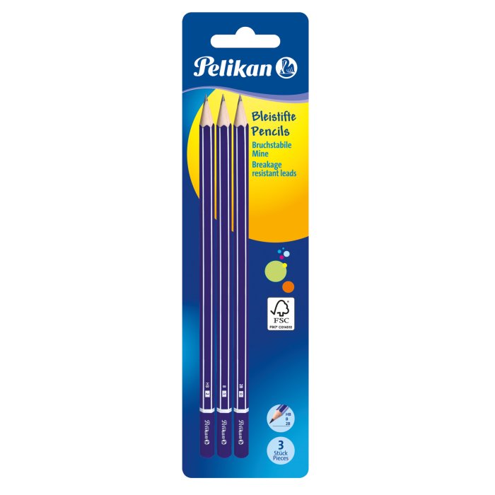 Pelikan Bleistift Sechskant 3er Set 2B,B,HB