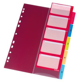 herlitz Kunststoff-Register, Zahlen, A4, 5-teilig, farbig