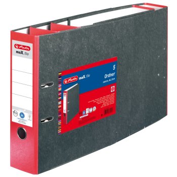 herlitz Ordner maX.file nature A4 80mm rot/Wolkenmarmor...