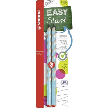 Ergonomischer Dreikant-Bleistift für Rechtshänder - STABILO EASYgraph in blau - 2er Pack - Härtegrad HB