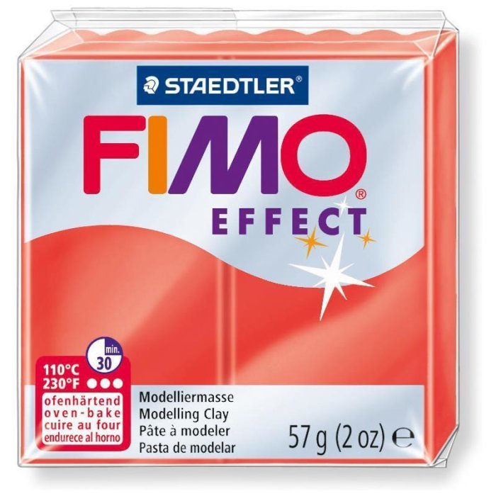 FIMO EFFECT Modelliermasse, ofenhärtend, transparent-rot, 57g
