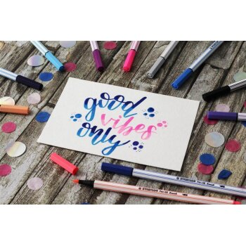 Premium-Filzstift mit Pinselspitze für variable Strichstärken - STABILO Pen 68 brush - 15er Metalletui - mit 15 verschiedenen Farben