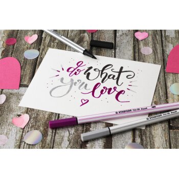 Premium-Filzstift mit Pinselspitze für variable Strichstärken - STABILO Pen 68 brush - 15er Metalletui - mit 15 verschiedenen Farben