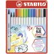 Premium-Filzstift mit Pinselspitze für variable Strichstärken - STABILO Pen 68 brush - 15er Metalletui - mit 15 verschiedenen Farben