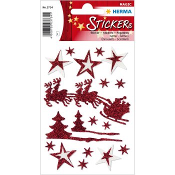 HERMA Weihnachts-Sticker CREATIVE Schlittenfahrt Glitter