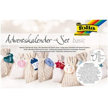 folia Adventskalender-Set BASIC, Stoffbeutel, 49-teilig