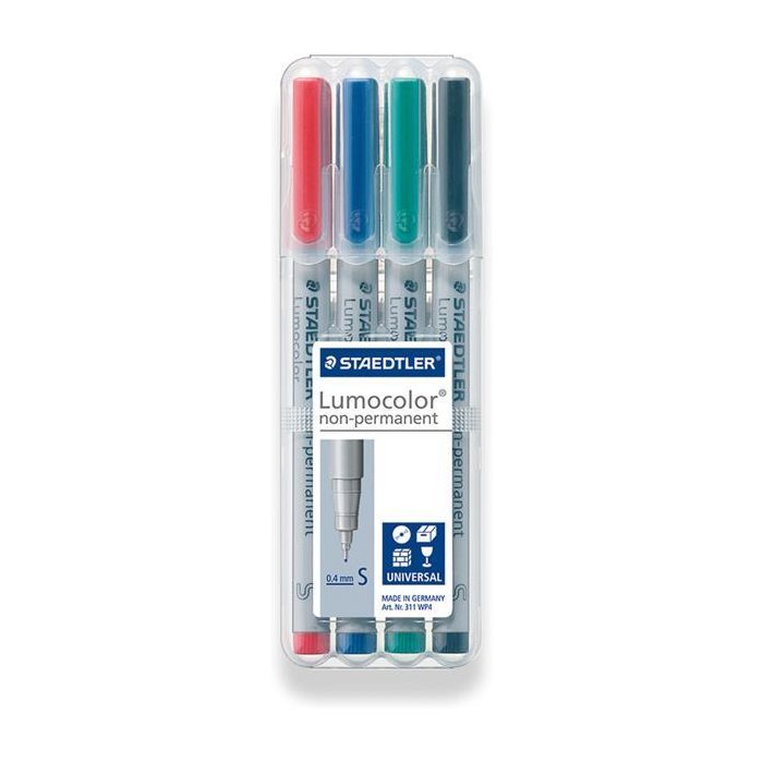 STAEDTLER Lumocolor 311 univerzálny popisovač 0,4 mm, 4 ks v boxe - nepermanentný