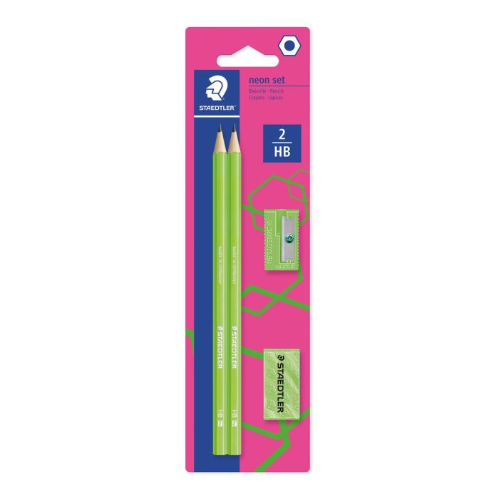 STAEDTLER Bleistift-Set WOPEX neon, Härtegrad: HB, neon-grün