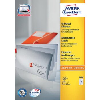 AVERY Zweckform univerzálne etikety, 70 x 16,9 mm...