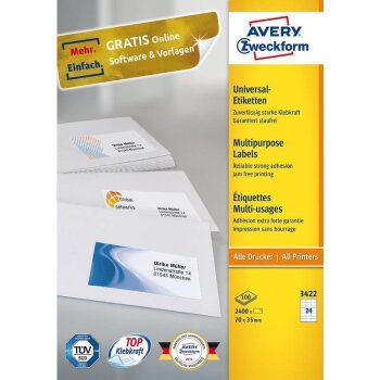 AVERY Zweckform univerzálne etikety, 70 x 35 mm -...